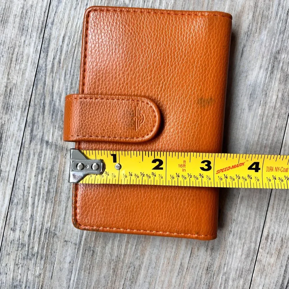 Dockers Orange Leather Wallet Bifold Snap Tab Card Holder Minimalist Vintage